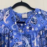 secret treasures Vintage Blue Paisley Velour Robe, Housecoat, Moo Moo Size 14 Photo 3