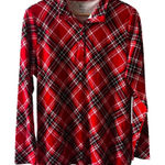 kim rogers NEW Red Plaid Henley Shirt Medium collar black outdoors rustic NWT Photo 0