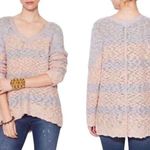 Free People Rugby Songbird Stripe Pullover SweaterSmall Pale Pink Pale Gray Photo 0