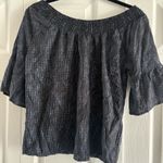 prAna  Women's Small Chryshort Navy Blouse Off the Shoulder Chryssa Top Photo 0