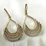 Gold tone rhinestone teardrop drop earrings Photo 0