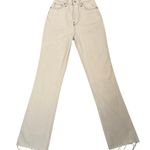 Helmut Lang  Off White Cream Fringe Bottom High Rise Flare Jeans Size Women's 25 Photo 2