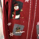 Croft & Barrow Christmas Knit Full Zip Appliqué Snowmen Sweater Size M Photo 1