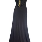 Camille La Vie Beaded Floor Length Gown Sz 6 Black Back Cowl Witchy Glam Goth Photo 5