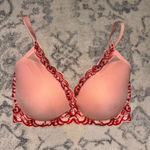 Natori  730023 Coral & Red Feathers Plunge Contour Bra size 34DDD. Never Worn. NWOT.  Photo 0