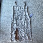 Dress the Population Cadence Sequin Floral Lace Cocktail Dress Off-White Nude L Photo 3
