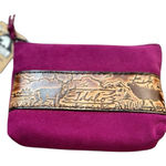 American Leather Works Idaho Deer Leather Zipper Wallet Magenta NWT Pink Photo 0