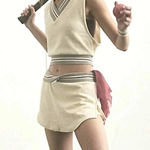 Free People FP Movement Match Point Set Ivory Varsity stripe XL top skort short Photo 0