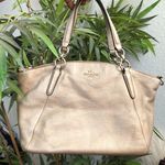 COACH KELSEY METALLIC GOLD PEBBLED LEATHER SHOULDER HAND BAG PURSE TOP HANDLE SATCHEL F36675 Approx 13” Wide x 10” Tall x 3.5” Deep Comes with dustbag Photo 1
