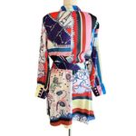 SheIn  Baroque And Chain Print Belted Shirt Dress Photo 8