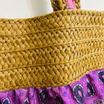 Straw Fabric Purple Pink Multicolor Paisley Casual Fun Large Tote Exotic Bag Photo 4