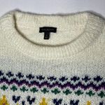 Talbots Fair Isle wool blend mockneck sweater ivory multicolor size small Photo 4