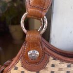 Brighton  Braided Leather Handles Tan and Brown Woven Bag Photo 1