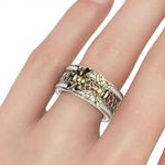 Boutique Unique 2 ct. tw. Two Little Bee Band Ring Inlaid Shiny CZ Two-Tone Sterling Silver Size 6 Photo 7