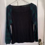 J.Crew Women’s Black Square-neck top with plaid sleeves New with Tag Sz S Photo 9