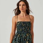 ASTR the Label Stasia Black Floral Smocked Maxi Dress Strappy Open Back Medium Photo 3