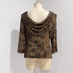 Ronni Nicole By Ouida Paisley Drape Back Cowl Neck Vintage Blouse Size XL Photo 1