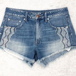American Eagle  High Rise Festival Cutoff Jean Shorts Painted Design Size 6 Photo 0