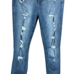 Torrid  SZ 14 TALL Bombshell Skinny Jeans Distressed Stretch Mid-Rise Pocket Blue Photo 0