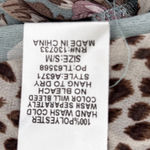 Umgee  Women Kimono Cardigan S/M Blue Mixed Print Ruffle Hem Boho Artsy Patchwork Photo 7