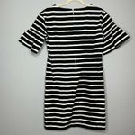 J.Crew Womens Black White Striped Cotton Ruffle Bell Sleeve Shift Dress Size XS Photo 1
