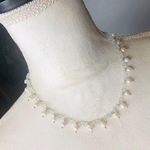 Sterling Silver Handcrafted genuine pearl aquamarine stone toggle clasp necklace Photo 0