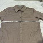 Foxcroft  Womens Shaped Fit Minimalist Button Up Top Size 12‎ Beige 100% Linen Photo 5