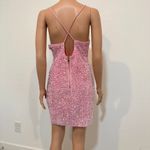 Shop17 XL sequin cowl neck stretch open low back mini dress D4 3048 Pink Photo 4