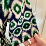 OVI Ikat Print Shift Dress Green Blue and White Short Sleeve Size Small 💛 Photo 3