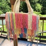 Marshalls Beaded Multicolor Cream Fringe Bag Viral Beaded Statement Bag  NWT Photo 0