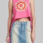Wild Fable Juniors Pink Side-Tie Cropped Raw Hem Floral Graphic Tank Top Photo 2