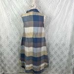 Yuvita Chambray Sleeveless Pintuck Plaid Linen Dress Lagenlook Blue Size S $148 Photo 7