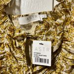 ASTR NWT  the label Square Neck Ruched Top ivory mustard yellow Floral blouse S Photo 4