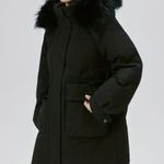 Real raccoon fur collar down winter jacket coat parka puffer trench coat bomber Black Size M Photo 0