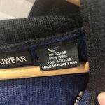 Nils Skiwear Sweater Womens Medium Wool Embroidered Hooded Shoulder Pads Blue Photo 2