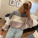 Debut  Women's Colorblock Sweater - Gray, Cream, Pink Photo 2
