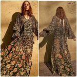 NEW Rococo Sand Hana Kaftan Dress Womens M Floral Printed Flowy Boho Maxi Black Size M Photo 1