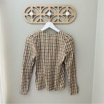 Madewell  Westover Top on Sandown Plaid Brown/White Sz 00 Photo 5