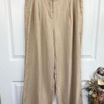 Magaschoni Linen Pants Size L Tan Wide Leg Pleated Elastic Waist Relaxed Fit Photo 11