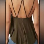 Free People Rock your world Tank Olive Green Flowy Tank Top. Size Medium Photo 1
