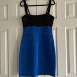 BCBGMAXAZRIA Women’s Blue & Black Adjustable Strap Fitted Tank Dress - Size 10 Photo 6