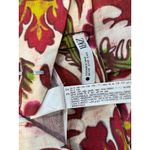 ZARA Womens Pants Red Floral Wide Leg Linen Blend Pleated Trouser Boho Small Photo 4