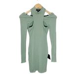 Lulus Casual Chic Sage Green Ribbed Cutout Bodycon Mini Dress size S Photo 3