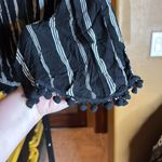 Revolve Band of Gypsies Surplice Pom Pom Crop Top in Black & Ivory Size Medium Photo 5