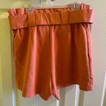 Stradivarius Orange Leather Shorts Photo 2