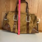 Bath & Body Works Bath Body Works Suede Faux Leather Croc Travel Duffle Bag Carry On Brown Tan 20" Photo 9