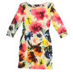 ABS Allen Schwartz ABS Mini Dress Floral Bodycon Colorful Stretch Boat Neck 3/4 Sleeve Womens XS Photo 9