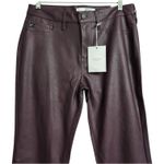 NWT KanCan Yoko Mid Rise Faux Leather Bootcut Pants Burgundy Flare Pants 9/28 Brown Photo 1