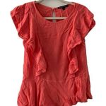 Harlowe $ Graham Harlowe & Graham Womens Size Small Coral Pink Gauze Ruffle Blouse Top Photo 0