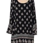 Xhilaration Long bell sleeve black and pink boho keyhole back dress with pockets size medium Photo 0